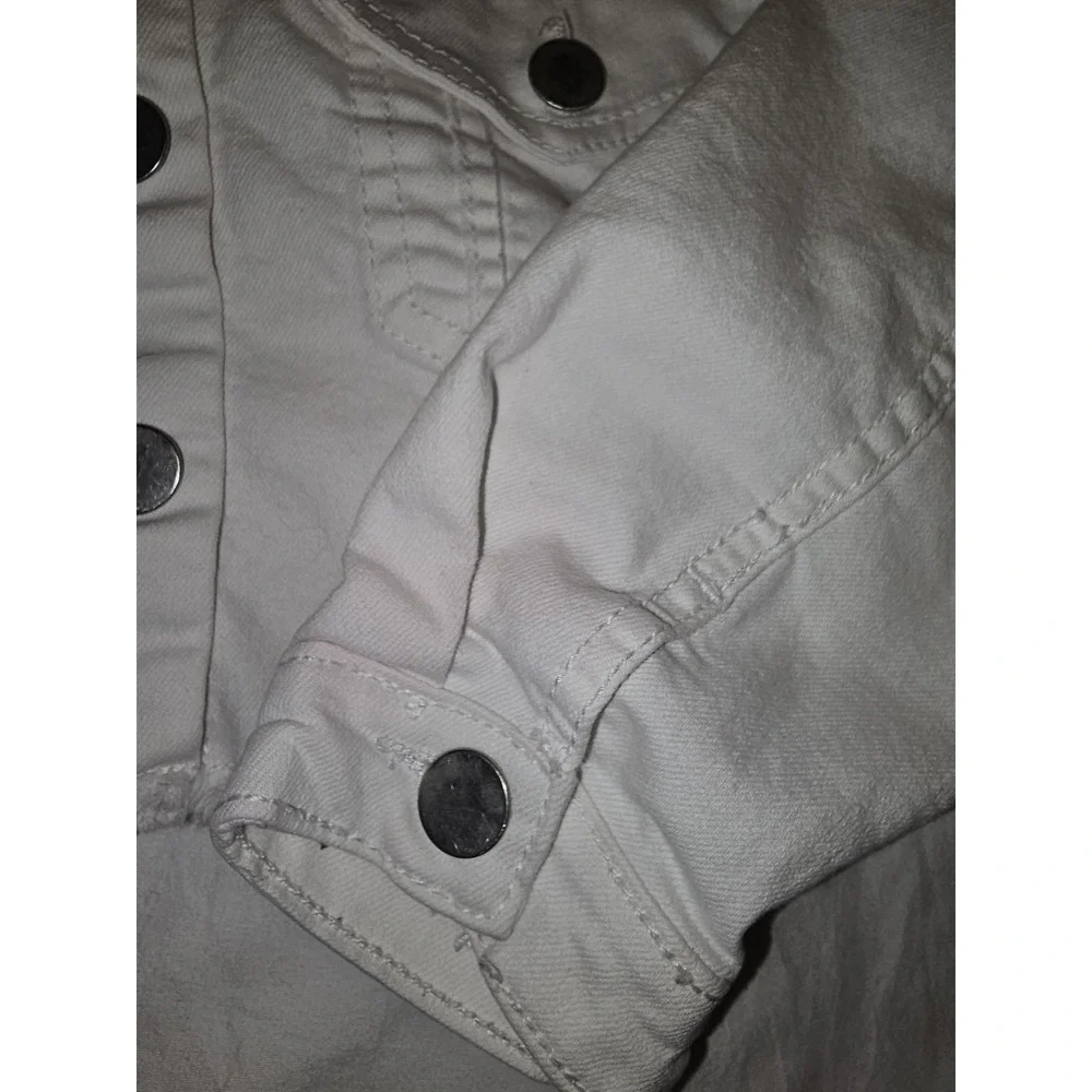 Cat &‎ Jack Girls Cropped Denim Jacket Size M (7–8) Cream White Button Front - Picture 5 of 7
